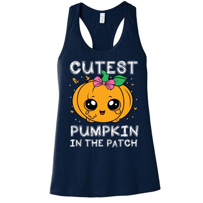 Cutest Pumpkin In The Patch Halloween Costume Girls Women's Racerback Tank