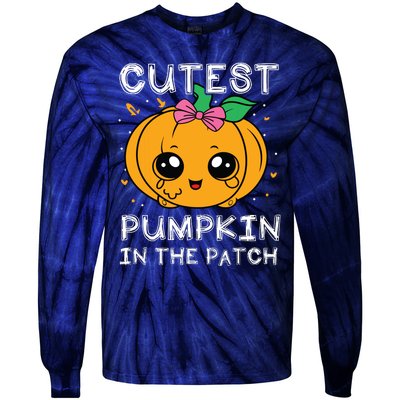 Cutest Pumpkin In The Patch Halloween Costume Girls Tie-Dye Long Sleeve Shirt