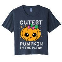 Cutest Pumpkin In The Patch Halloween Costume Girls Women's Crop Top Tee