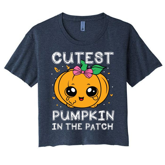 Cutest Pumpkin In The Patch Halloween Costume Girls Women's Crop Top Tee