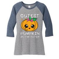 Cutest Pumpkin In The Patch Halloween Costume Girls Women's Tri-Blend 3/4-Sleeve Raglan Shirt