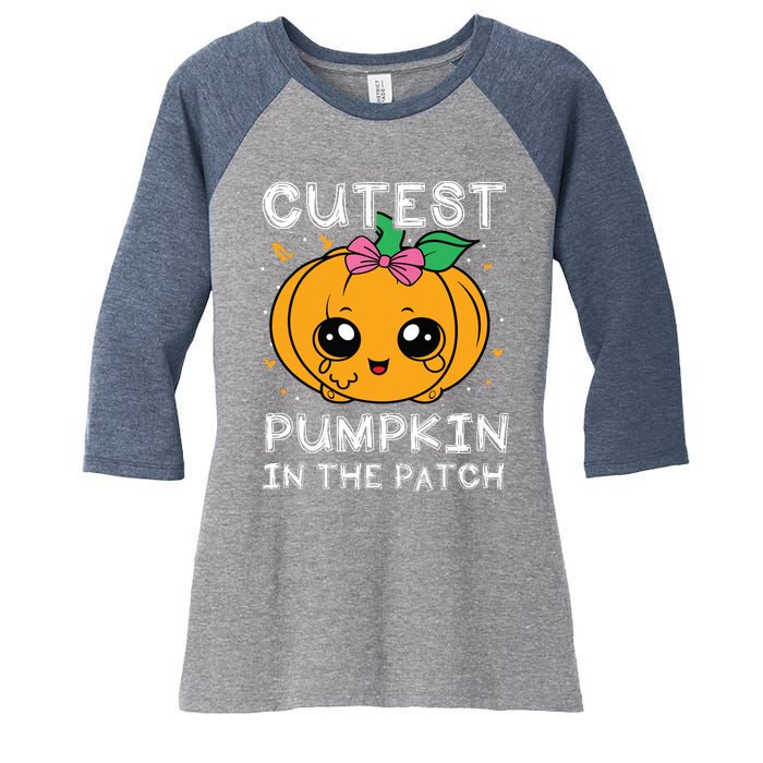 Cutest Pumpkin In The Patch Halloween Costume Girls Women's Tri-Blend 3/4-Sleeve Raglan Shirt