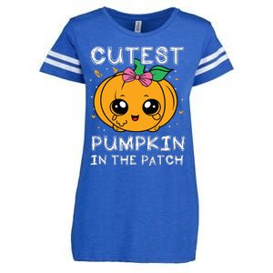 Cutest Pumpkin In The Patch Halloween Costume Girls Enza Ladies Jersey Football T-Shirt