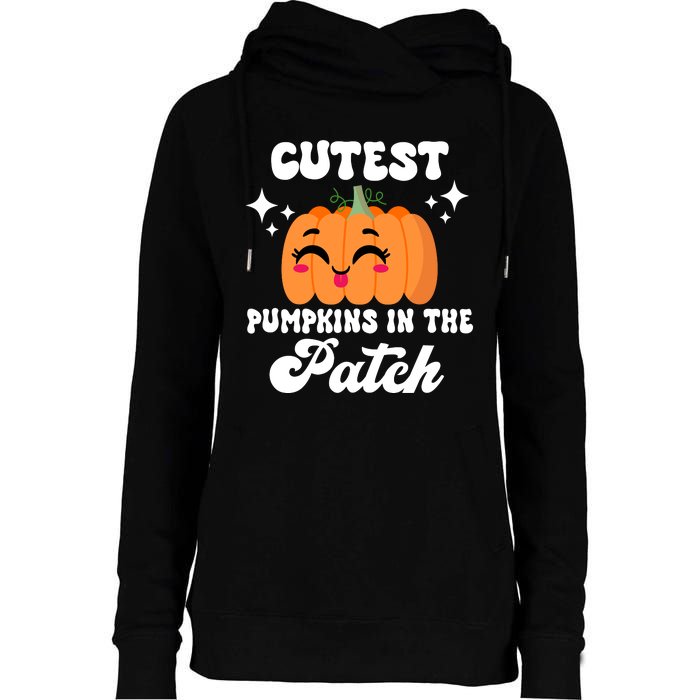 Cutest Pumpkin In The Patch Kids Girls Halloween Pumpkin Womens Funnel Neck Pullover Hood