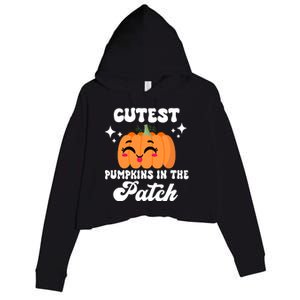 Cutest Pumpkin In The Patch Kids Girls Halloween Pumpkin Crop Fleece Hoodie