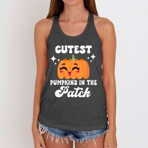 Cutest Pumpkin In The Patch Kids Girls Halloween Pumpkin Women's Knotted Racerback Tank