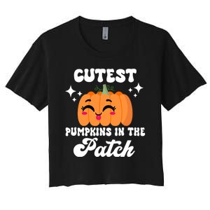 Cutest Pumpkin In The Patch Kids Girls Halloween Pumpkin Women's Crop Top Tee