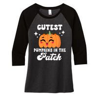 Cutest Pumpkin In The Patch Kids Girls Halloween Pumpkin Women's Tri-Blend 3/4-Sleeve Raglan Shirt