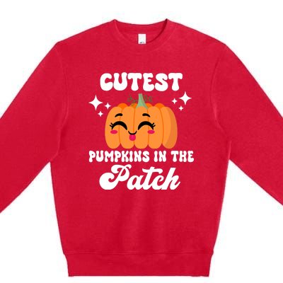 Cutest Pumpkin In The Patch Kids Girls Halloween Pumpkin Premium Crewneck Sweatshirt