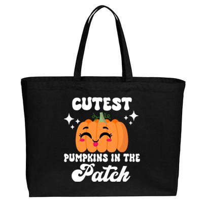 Cutest Pumpkin In The Patch Kids Girls Halloween Pumpkin Cotton Canvas Jumbo Tote