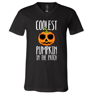 Coolest Pumpkin In The Patch Funny Halloween Party Cute V-Neck T-Shirt