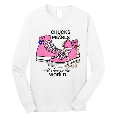 Chucks & Pearls Inspired By Kamala Harris Vp Chucks Long Sleeve Shirt