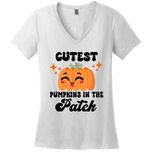 Cutest Pumpkin In The Patch Kids Girls Halloween Pumpkin Women's V-Neck T-Shirt