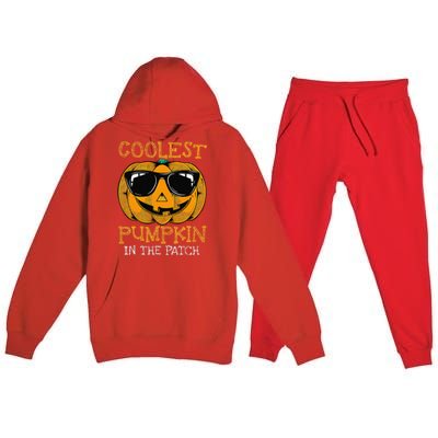 Coolest Pumpkin In The Patch Halloween Premium Hooded Sweatsuit Set