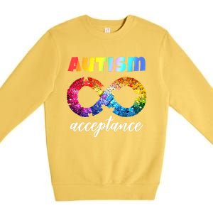 Colorful Puzzle Infinity Acceptance Autism Funny Gift Premium Crewneck Sweatshirt