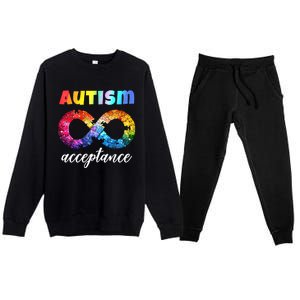 Colorful Puzzle Infinity Acceptance Autism Funny Gift Premium Crewneck Sweatsuit Set