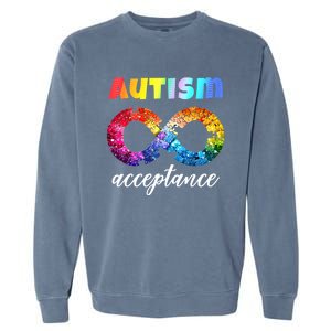 Colorful Puzzle Infinity Acceptance Autism Funny Gift Garment-Dyed Sweatshirt