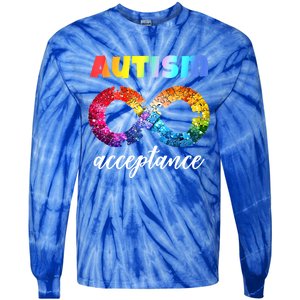 Colorful Puzzle Infinity Acceptance Autism Funny Gift Tie-Dye Long Sleeve Shirt