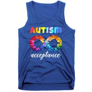 Colorful Puzzle Infinity Acceptance Autism Funny Gift Tank Top