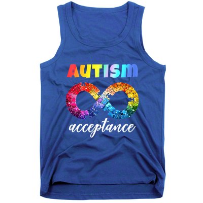 Colorful Puzzle Infinity Acceptance Autism Funny Gift Tank Top