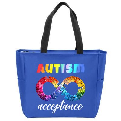 Colorful Puzzle Infinity Acceptance Autism Funny Gift Zip Tote Bag