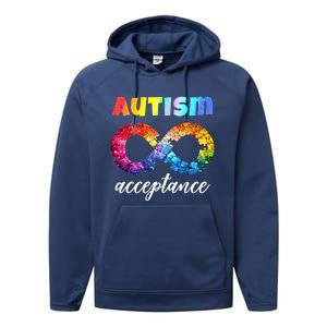 Colorful Puzzle Infinity Acceptance Autism Funny Gift Performance Fleece Hoodie