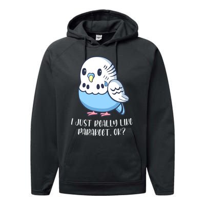 Cute Parakeet I Just Really Like Parakeets Ok Parakeet Bird Gift Performance Fleece Hoodie