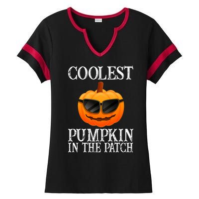 Coolest Pumpkin In The Patch Funny Halloween Ladies Halftime Notch Neck Tee