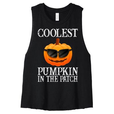 Coolest Pumpkin In The Patch Funny Halloween Women's Racerback Cropped Tank