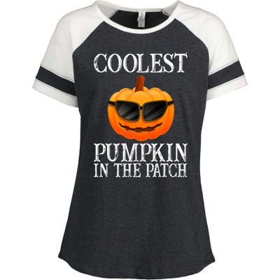 Coolest Pumpkin In The Patch Funny Halloween Enza Ladies Jersey Colorblock Tee