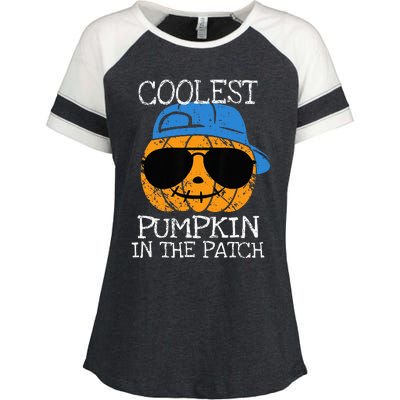 Coolest Pumpkin In The Patch Halloween Enza Ladies Jersey Colorblock Tee