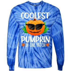 Coolest Pumpkin In The Patch Sunglasses Pumpkin Halloween Gift Tie-Dye Long Sleeve Shirt