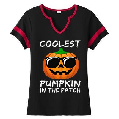 Coolest Pumpkin In The Patch Funny Halloween Ladies Halftime Notch Neck Tee