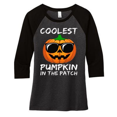 Coolest Pumpkin In The Patch Funny Halloween Women's Tri-Blend 3/4-Sleeve Raglan Shirt