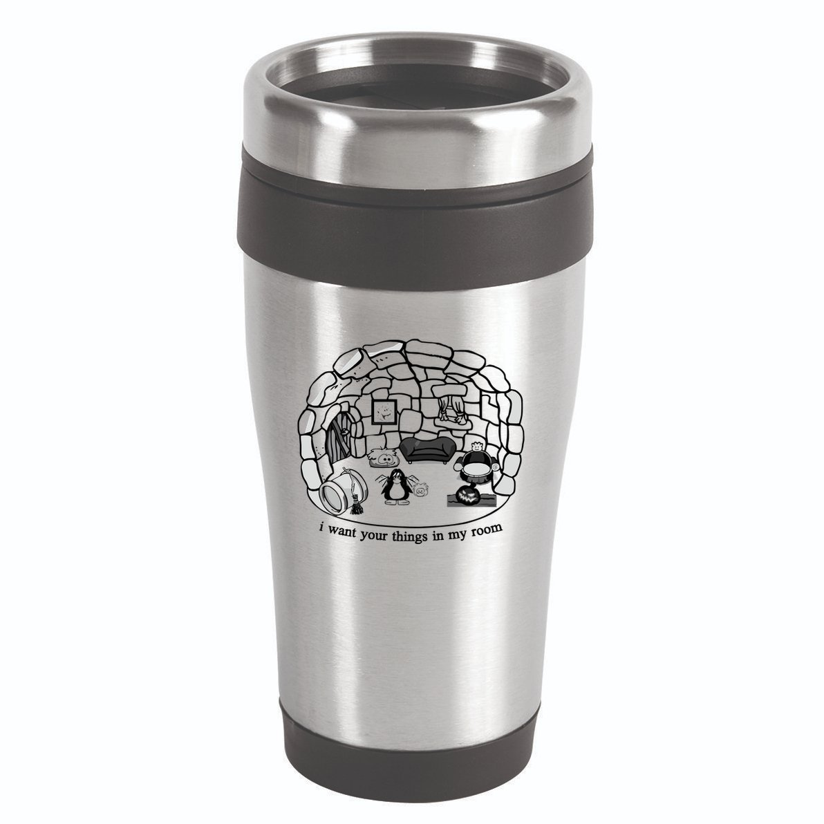 Club Penguin I Want Your Things In My Room 16oz Travel Tumbler