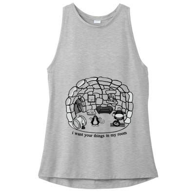 Club Penguin I Want Your Things In My Room Ladies PosiCharge Tri-Blend Wicking Tank