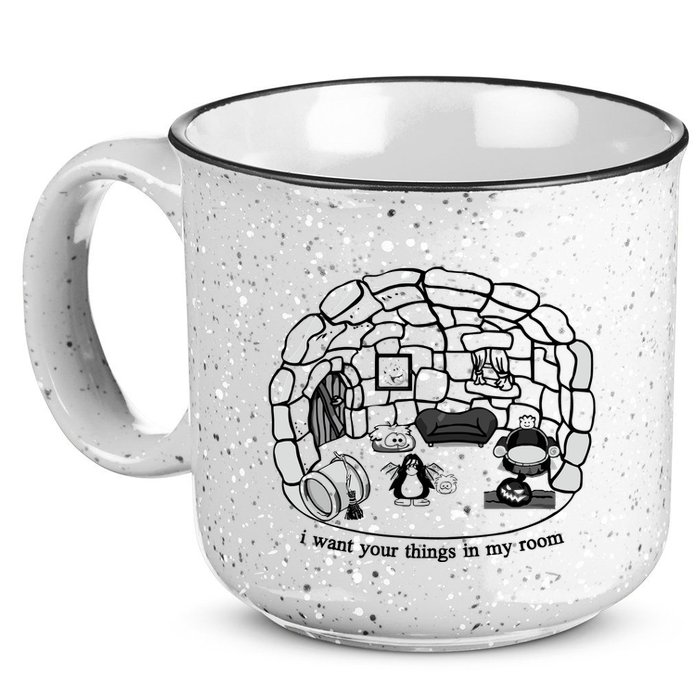 Club Penguin I Want Your Things In My Room 15oz Campfire Ceramic Mug