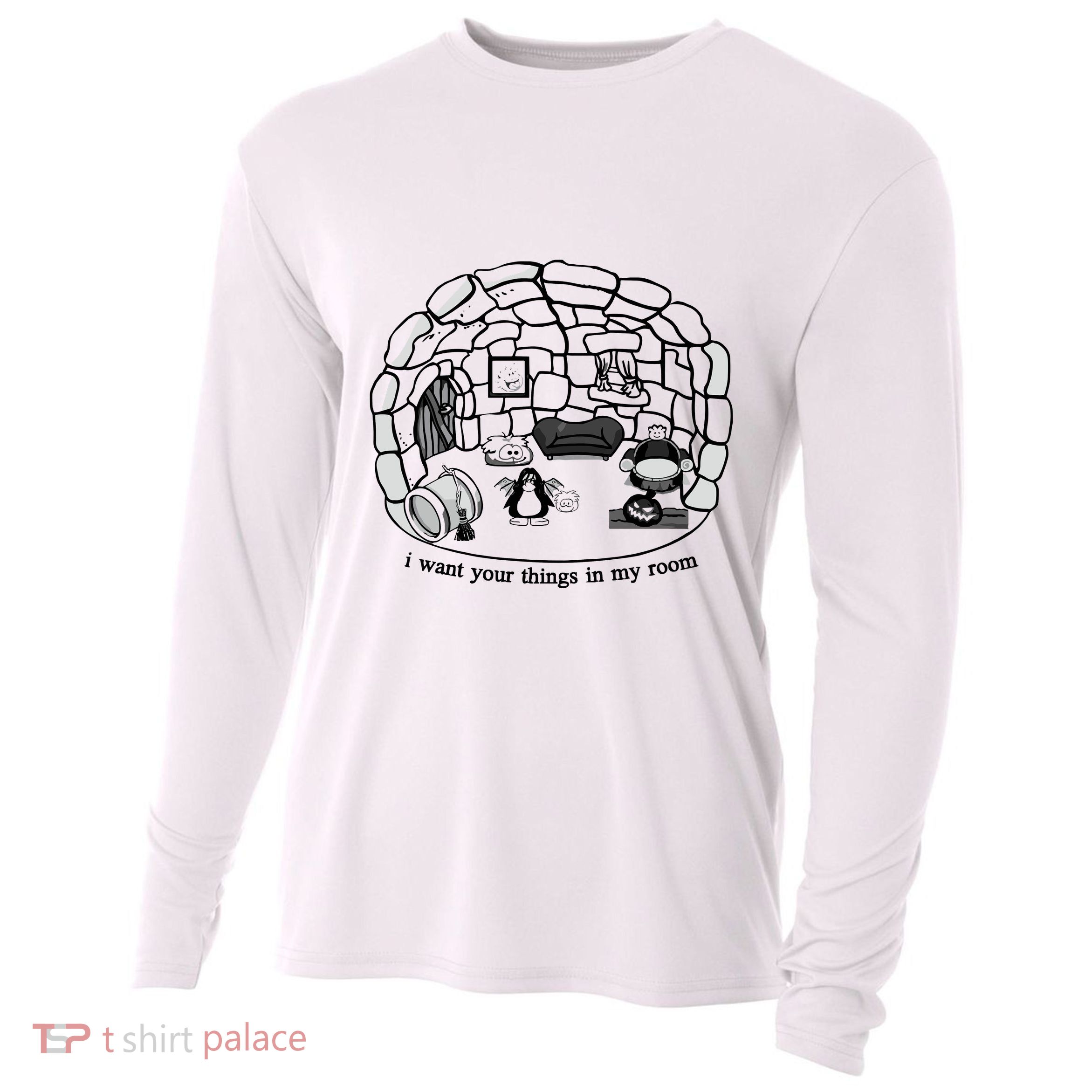 Club Penguin I Want Your Things In My Room Cooling Performance Long Sleeve Crew
