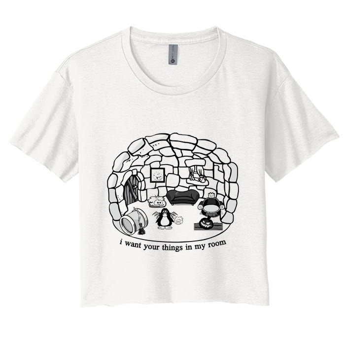 Club Penguin I Want Your Things In My Room Women's Crop Top Tee