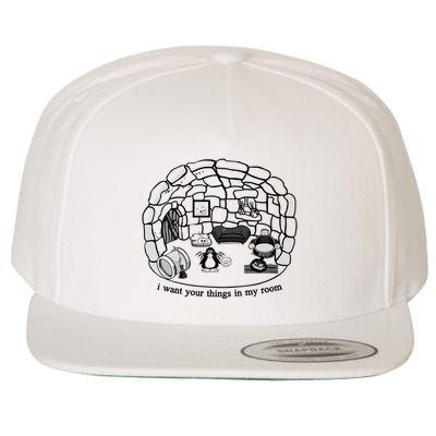 Club Penguin I Want Your Things In My Room Wool Snapback Cap