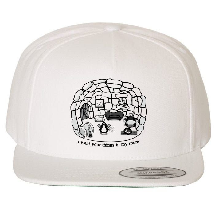 Club Penguin I Want Your Things In My Room Wool Snapback Cap