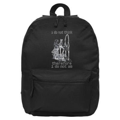 Cat Philosopher I Do Not Think Therefore I Do Not Am 16 in Basic Backpack