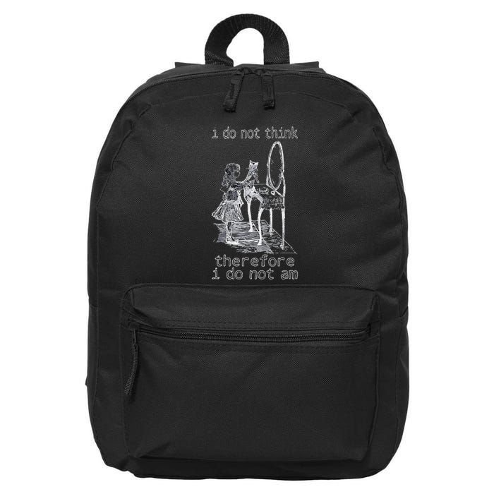 Cat Philosopher I Do Not Think Therefore I Do Not Am 16 in Basic Backpack