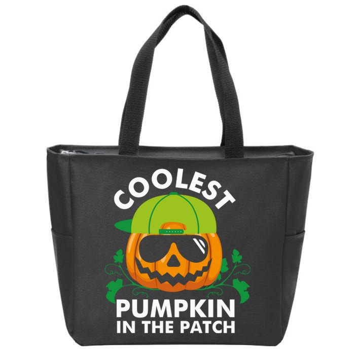 Coolest Pumpkin In The Patch Boy Pumpkin Halloween Zip Tote Bag