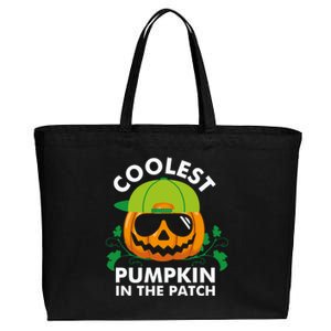 Coolest Pumpkin In The Patch Boy Pumpkin Halloween Cotton Canvas Jumbo Tote