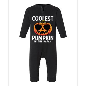 Coolest Pumpkin In The Patch Toddle Boy Halloween Kids Infant Fleece One Piece