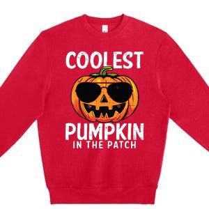 Coolest Pumpkin In The Patch Toddle Boy Halloween Kids Premium Crewneck Sweatshirt