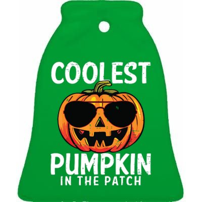 Coolest Pumpkin In The Patch Toddle Boy Halloween Kids Ceramic Bell Ornament