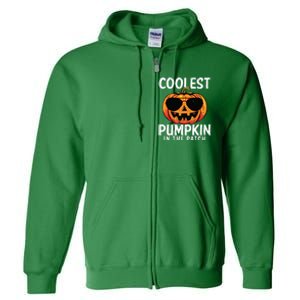 Coolest Pumpkin In The Patch Toddle Boy Halloween Kids Full Zip Hoodie