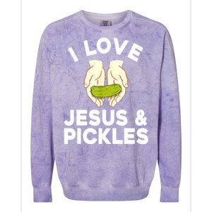 Cute Pickle Jesus Pickle Lovers Funny Gift Colorblast Crewneck Sweatshirt